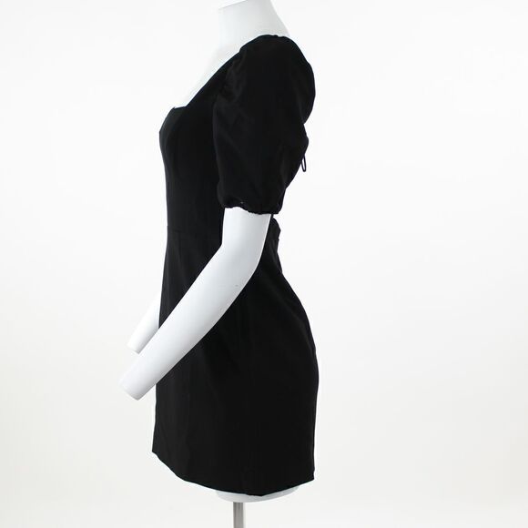 French Connection Whisper Back Cutout A-Line Dress in Black - Picture 4 of 5